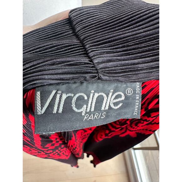 Virginie Paris Floral Micropleated Jacket Black Made in France Statement SZ L - Picture 5 of 10